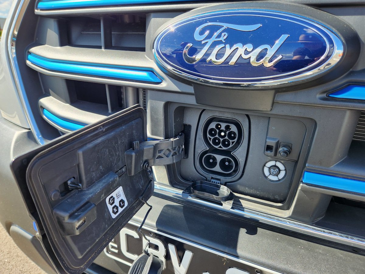 E-Transit charging door and charging port.