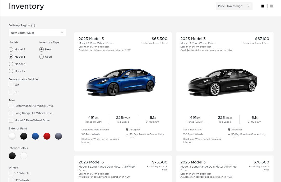 Tesla Model 3 Inventory NSW May 2023