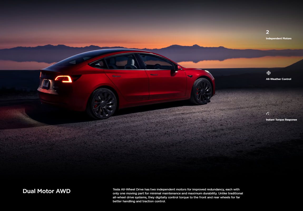 Tesla Model 3 Website Update AWD Section