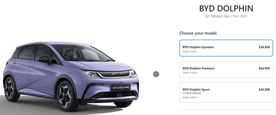 BYD Dolphin Dynamic Order Page June 2023