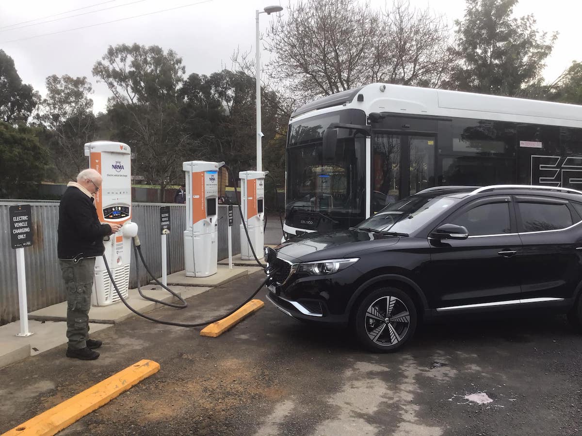 Ebusco bus charging in Gundagai. Source: Bill Gresham