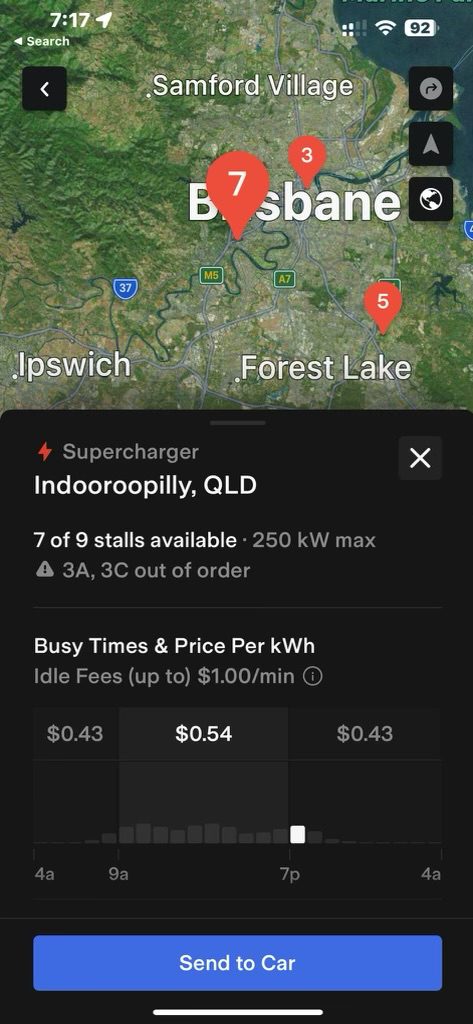 Tesla peak time charging Fortitude Valley