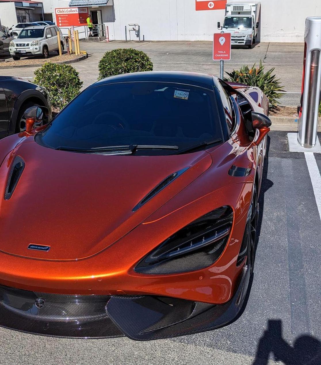 Supercar blocking Tesla charging station