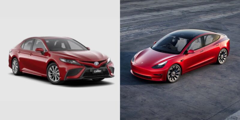 Toyota Camry and Tesla Model 3
