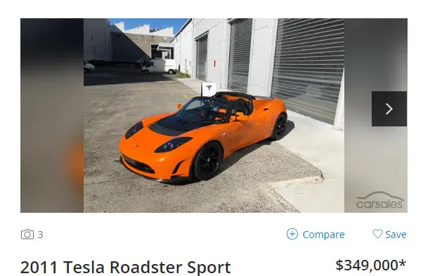 Tesla Roadster Carsales July 2023