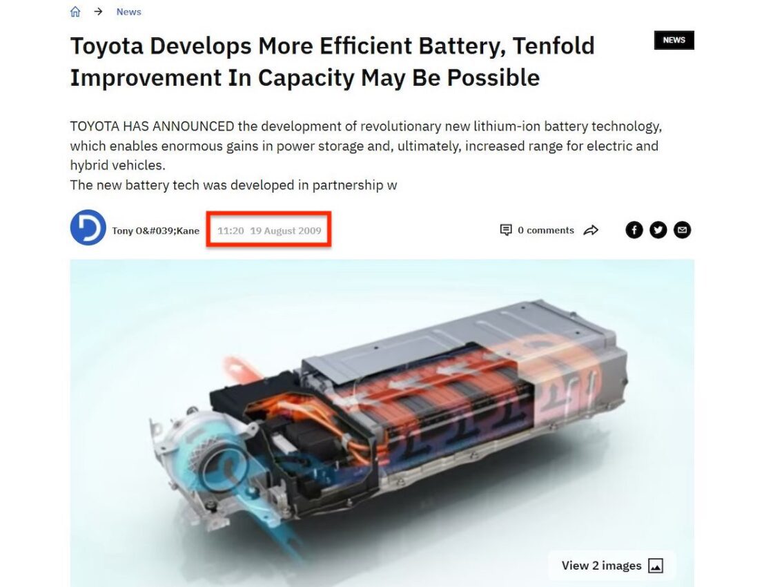Solid state batteries: Toyota has history of talking big on EV ...
