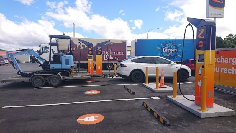 Tesla charging with Electric Digger