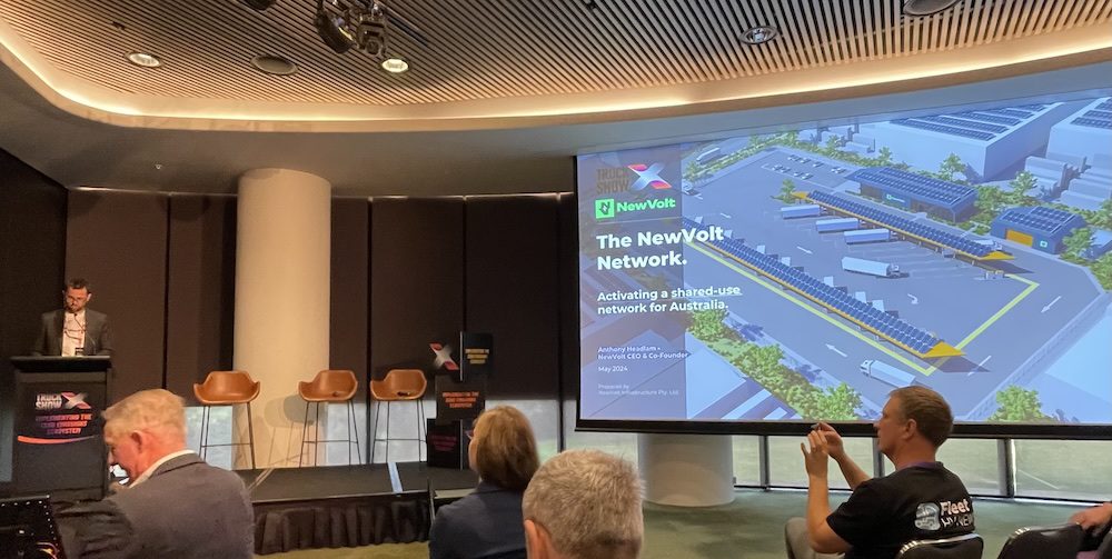 NewVolt CEO Anthony Headlam talking about an Australian electric truck charging network.