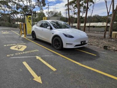 tesla model y charging-drive through