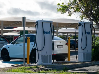 Evie Networks charging a Tesla Model Y. Source: Evie Networks