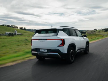 Kia EV5 Air in White on the move. Source: Kia Australia