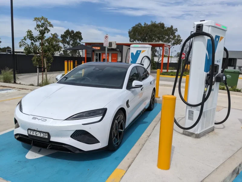 BYD Seal charging at Evie Wodonga. Image: Tim Eden