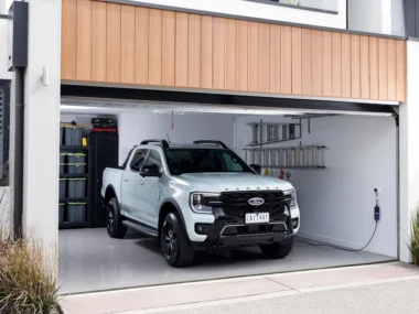Ford Ranger PHEV charging in garage. Source: Ford