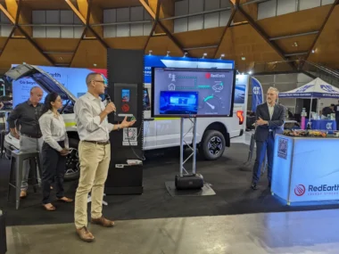 RedEarth DC based V2G charger connected to Ford F-150 Lightning. Image: Tim Eden