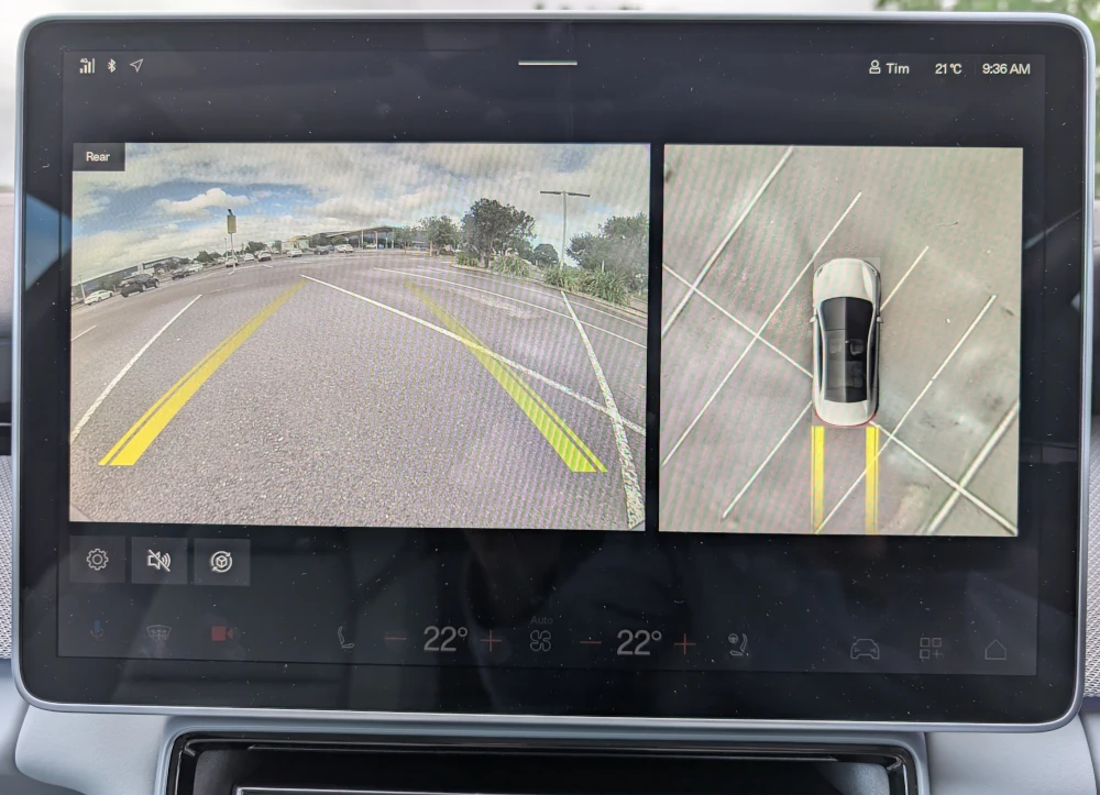 Rear view and 360 degree cameras on the Polestar 4. Image: Tim Eden