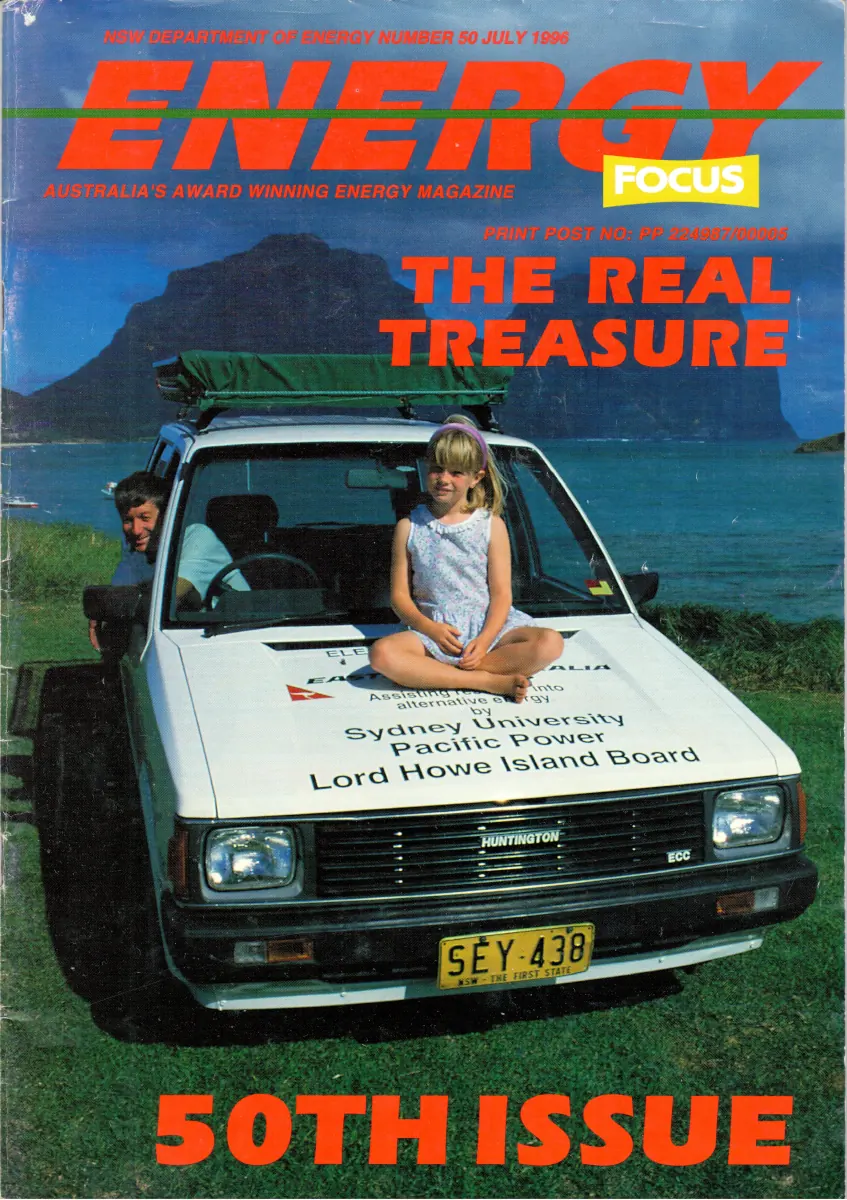 Electric Nissan Prairie featured on the 50th issue cover of Energy Focus. Source: Scanned by Chris Murray