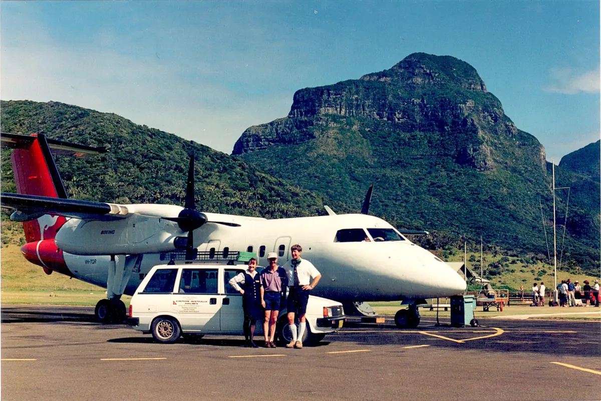 Electric Nissan Prairie and Eastern Australian Airlines Agents, (L to R) Cindy Charlton Shick, Leon Brice, Chris Murray. Source: Chris Murray