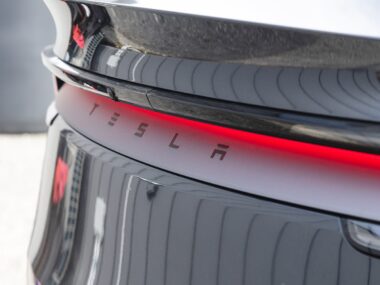 model y tesla rear close up