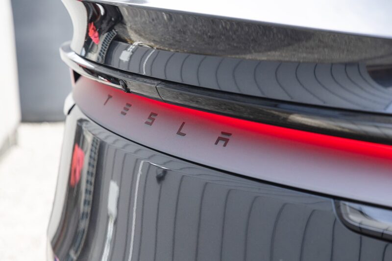 model y tesla rear close up