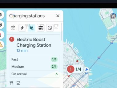 Top half of an android auto screen showing predicted charger evailability