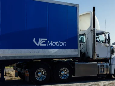 VE Motion trailer hitched to diesel prime mover. Source: VE Motion
