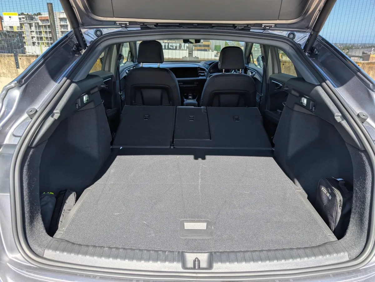Boot space measures 535 L or 1,460 L with seats folded in the Audi Q4 e-tron Sportback. Source: Tim Eden