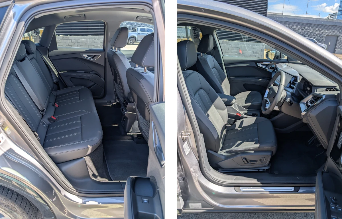 Front and rear seats in the Audi Q4 e-tron. Source: Tim Eden