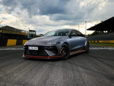 Hyundai Ioniq 6 N in Nocturne Grey Matte with optional performance body kit. Source: Hyundai Australia