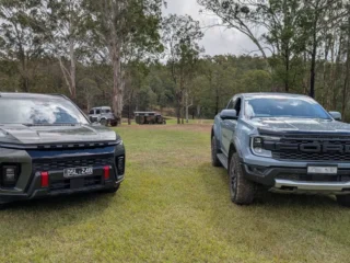 KGM Musso EV and Ford Ranger Raptor. Source: Tim Eden