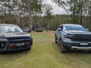 KGM Musso EV and Ford Ranger Raptor. Source: Tim Eden