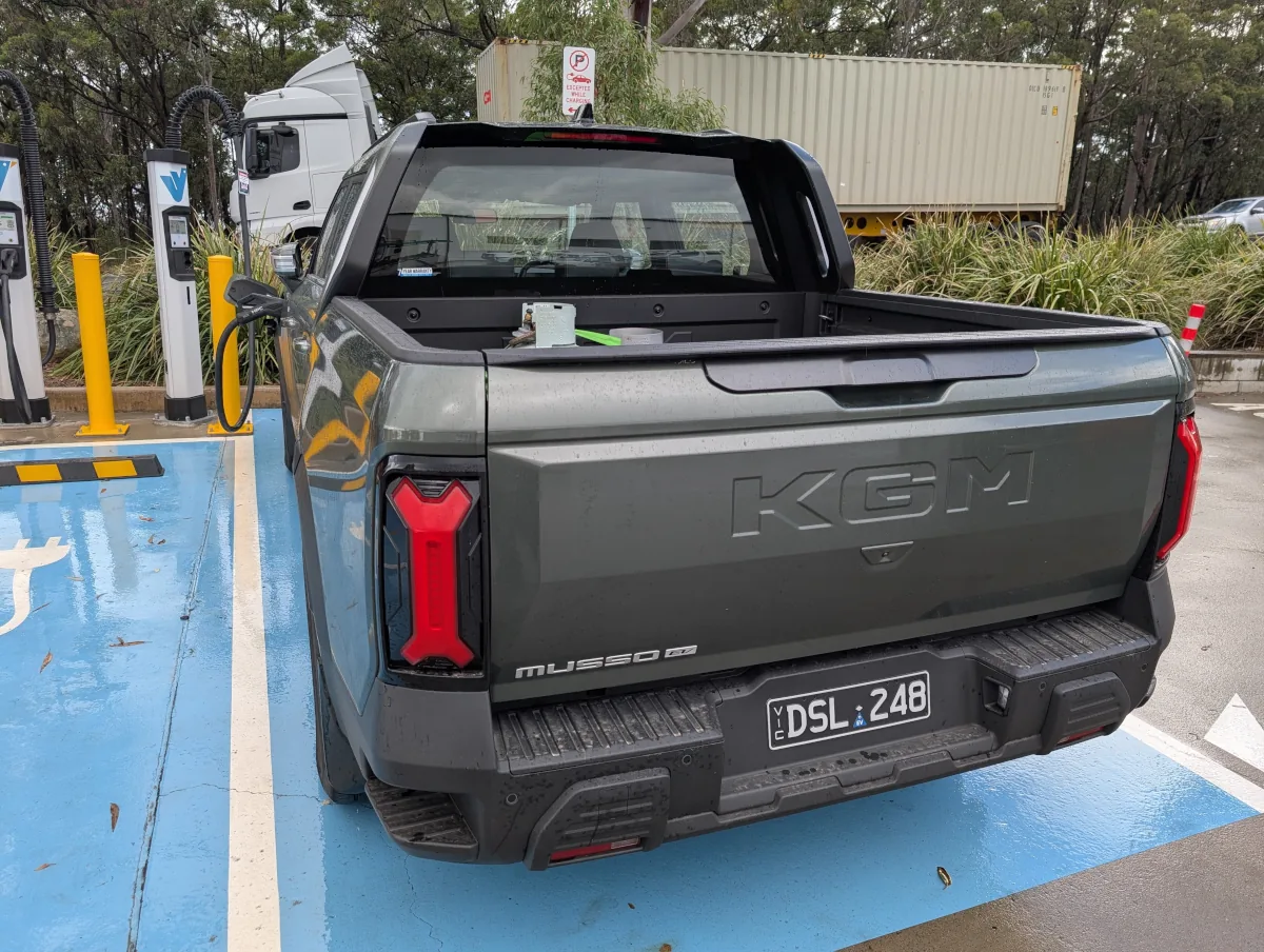 Musso EV charging at Evie Cameron Park. Source: Tim Eden