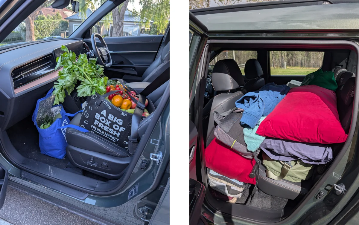 IMAGE: Luggage for the road trip and groceries takes up passenger space. Source: Tim Eden