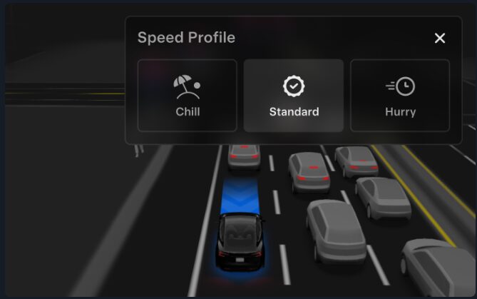 New speed profiles in Tesla FSD (Supervised) v14.3.3. Source: Tesla Australia